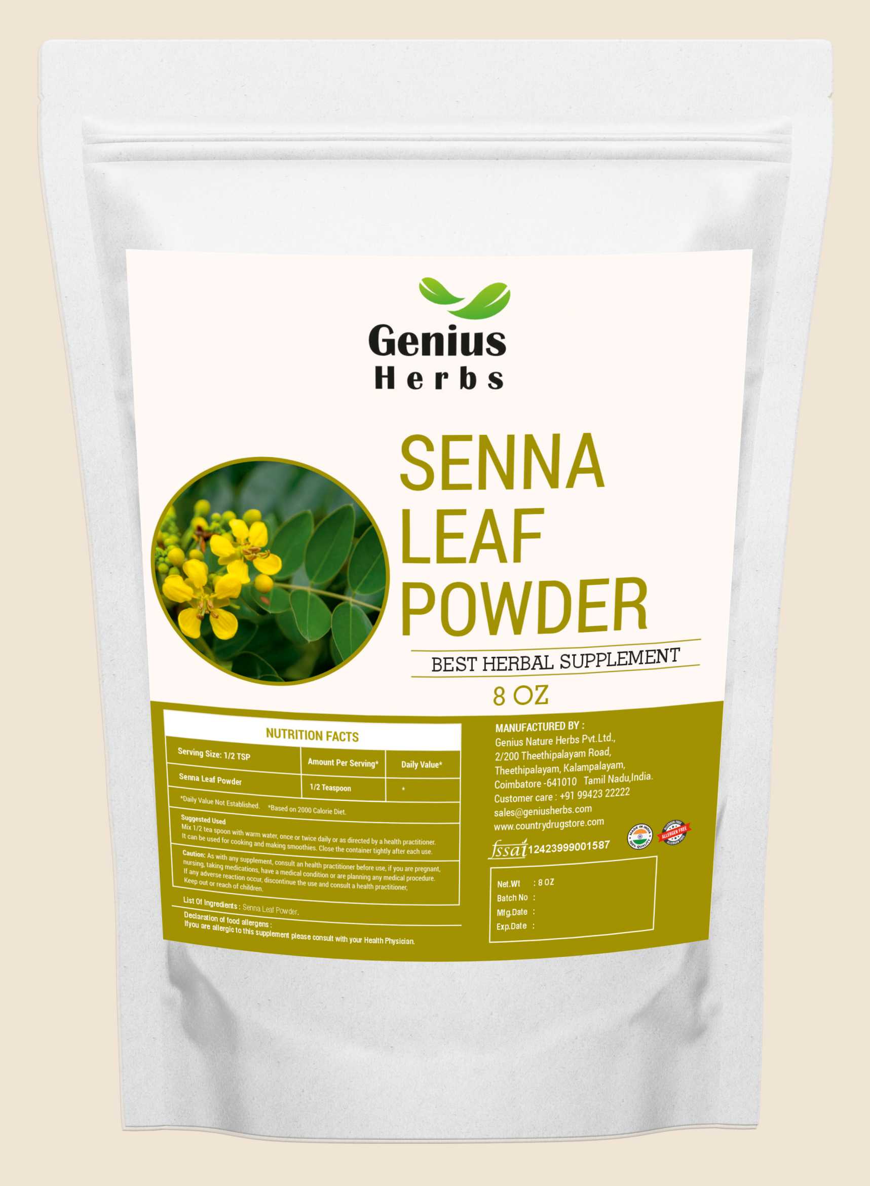 Senna Leaf Powder Wholesale Manufacturer & Supplier in India